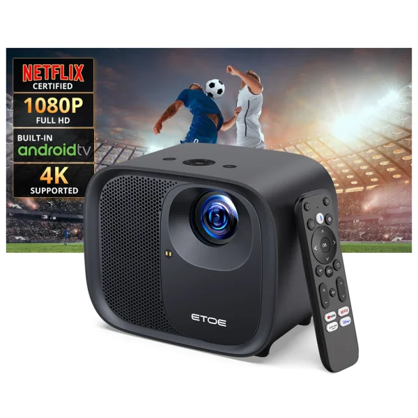 ETOE E3 Pro Android TV Projector – Full HD 1080P, 600 ANSI Lumens, Dolby Audio, Auto Focus, Bluetooth, Wi-Fi - Image 4