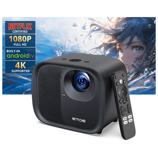ETOE E3 Pro Android TV Projector – Full HD 1080P, 600 ANSI Lumens, Dolby Audio, Auto Focus, Bluetooth, Wi-Fi - Image 5